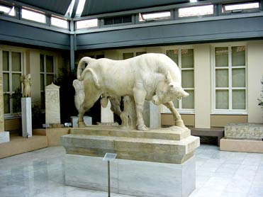 Marble bull from the tomb of Dionysios of Kollytos, 345-338 BC.